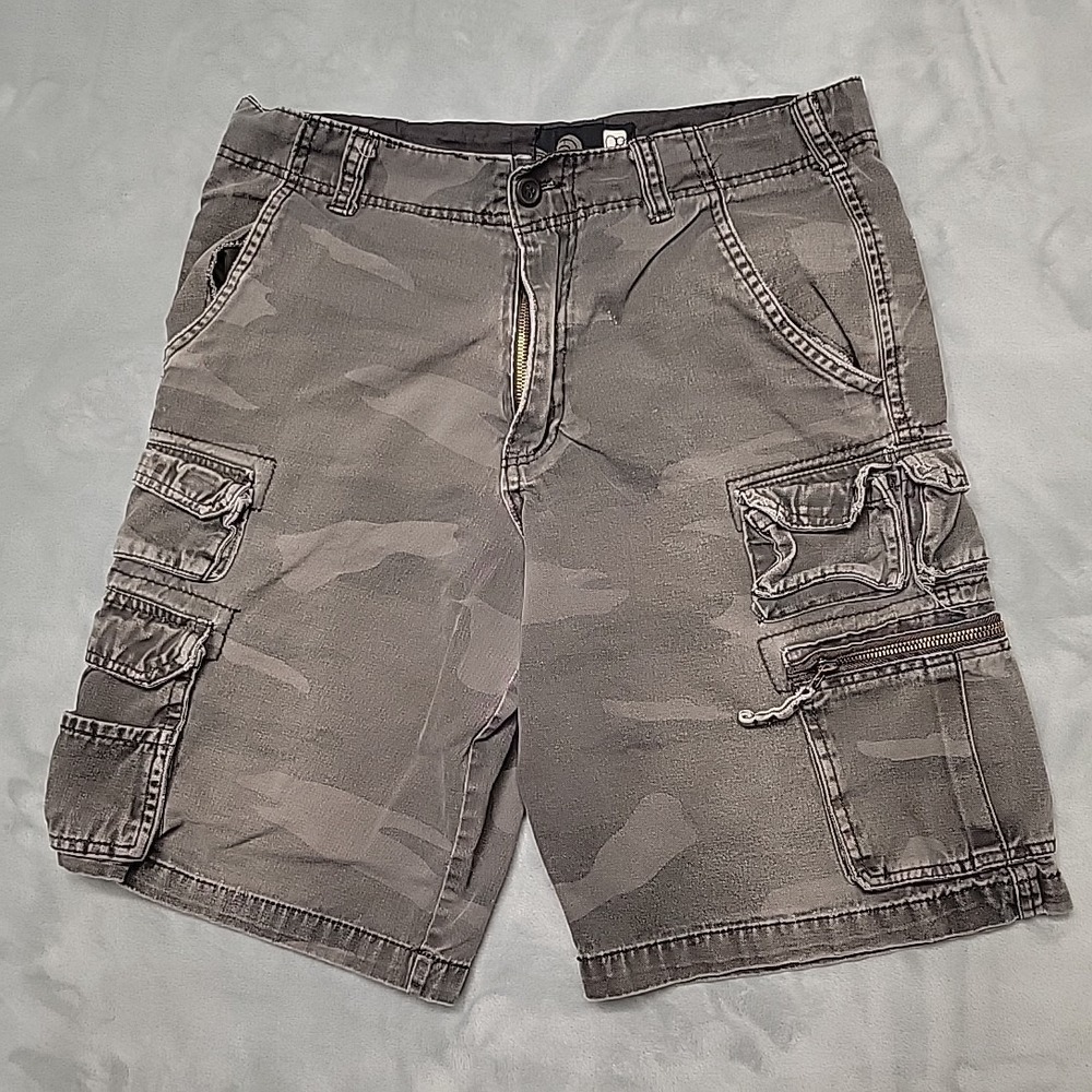 Ocean Pacific Op Shorts Mens 32 Charcoal Camo Cargo Military Utility Skater Gorp